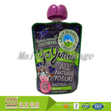 Custom Design Reusable Refillable Plastic Kids Squeeze Food Packaging Spout Homemade Yogurt Pouch With Nozzle